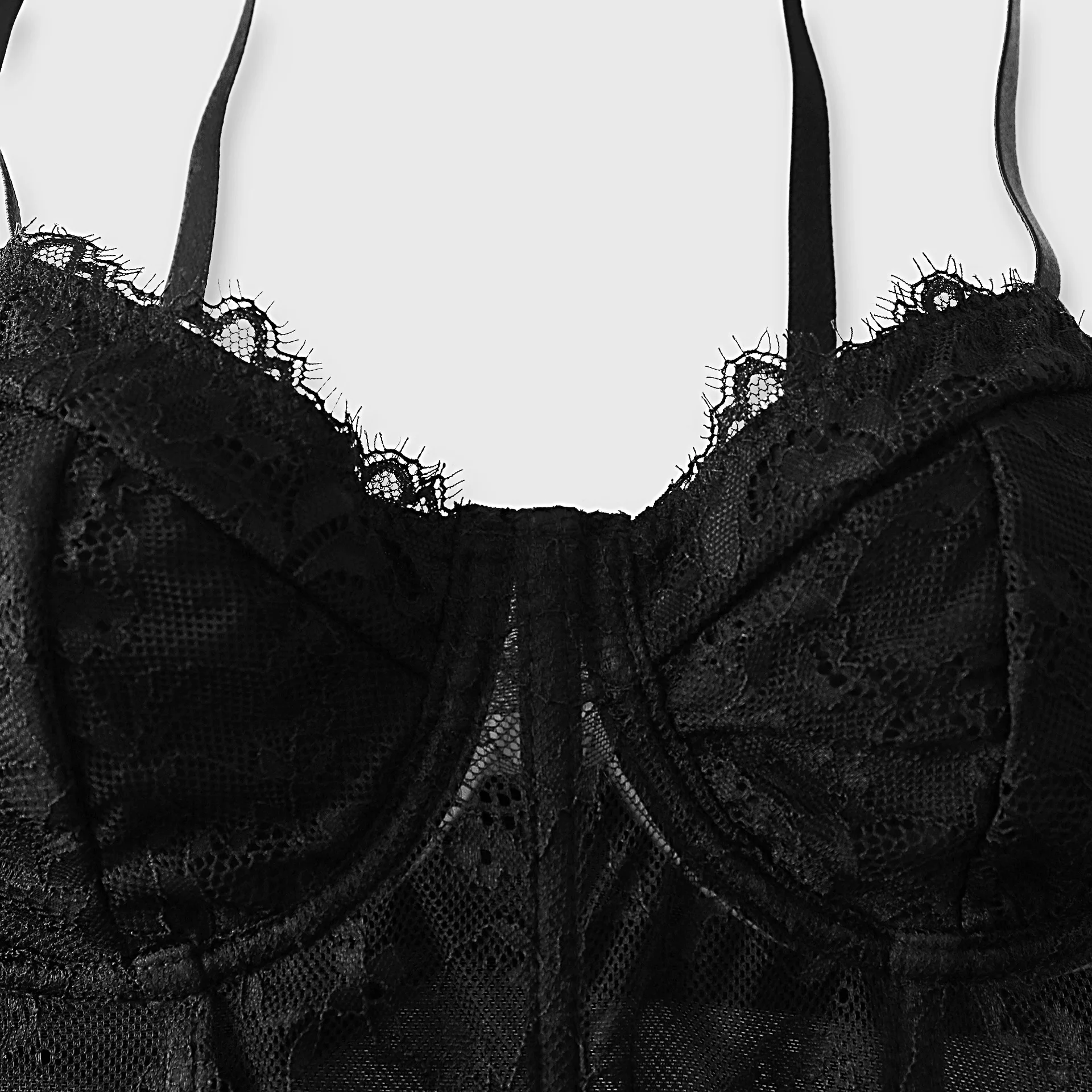 Sexy preto semi transparente sutiã de malha push up bralet feminino tubo superior espartilho bustier colete clube festa colheita topo lingerie elegante