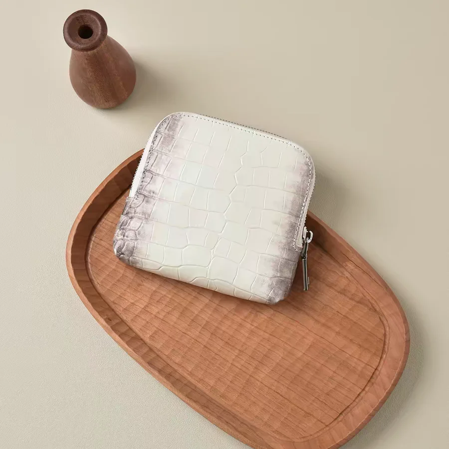 Echtes Leder Krokodilmuster Schmuckbeutel Clutch-Tasche Damen Minimalistisches Nischendesign Münzbörse Luxus Neuerscheinung Elegant – Detail 11