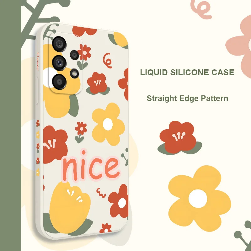 サムスンギャラクシー,ギャラクシーa73,a53,a33,a23,a13,a03,a72,a52,a52s,a32,a22,a12,a02,a02s,a71,a51,黄色の花のケースa31、a21s、4g、5g