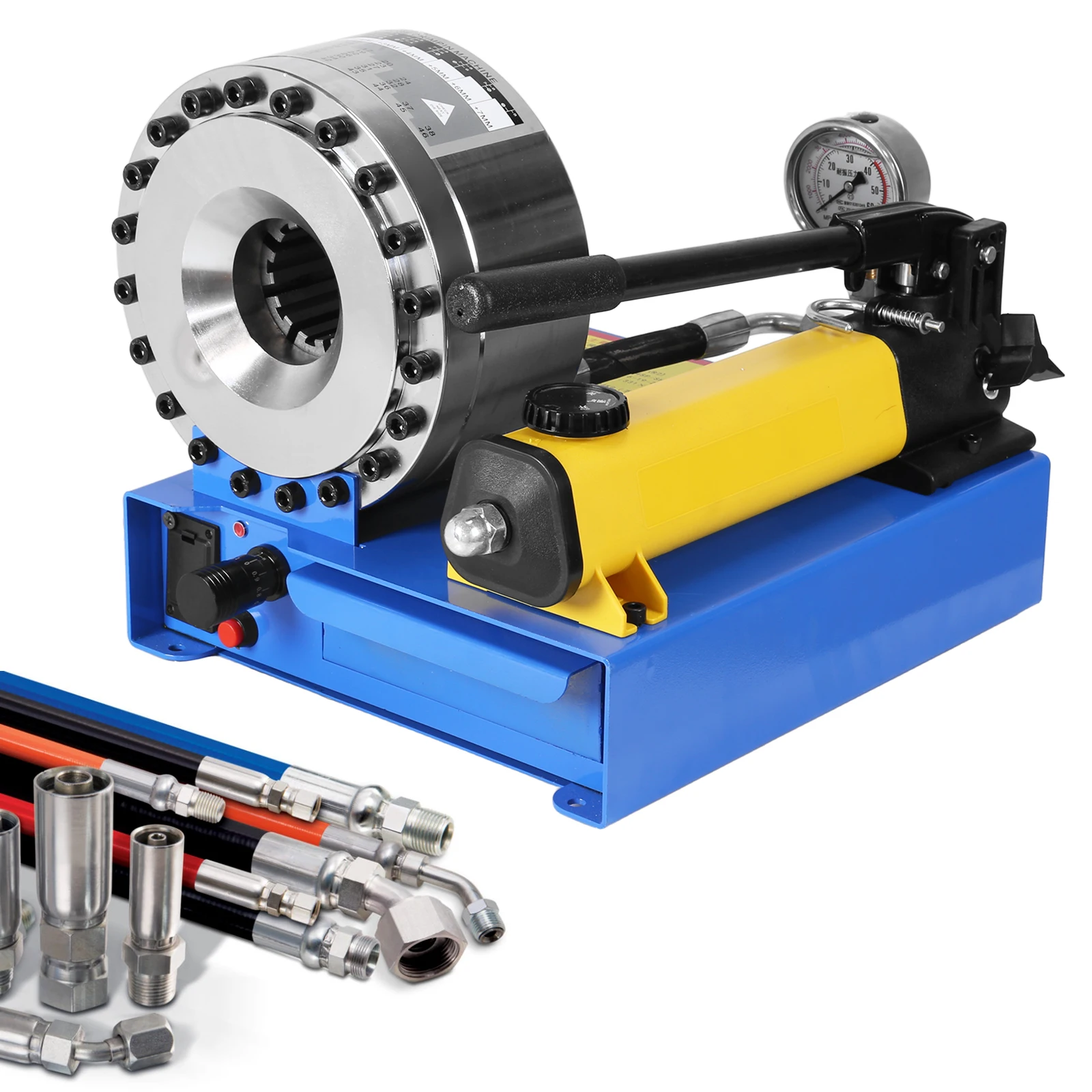 

Manual Hydraulic Hose Crimper with 7 Sets of Dies Handheld Manual Crimping Machine for Automotive Industrial & Plumbing Pipes