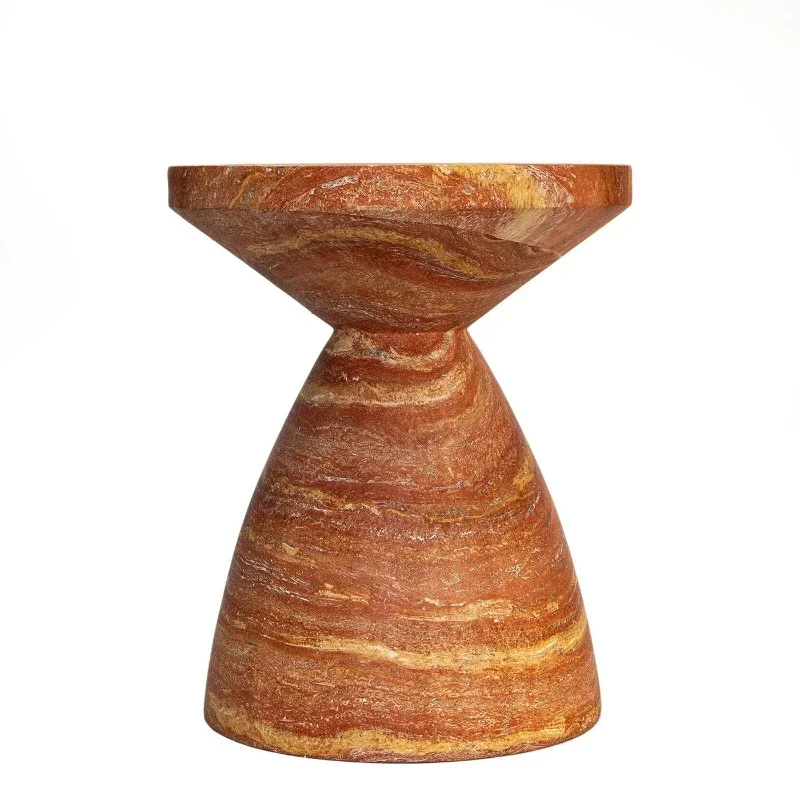 Wabi Sand Wind Imitation Red Travertine Edge Design B & B Hotel Small Round Table Living Room