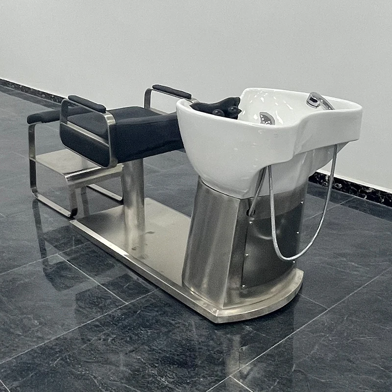 Salon Equipment Shampoo Chair Thickened Cushion Customized PU Leather Hair Washing Chair For Barber Shop Professional Furniture
