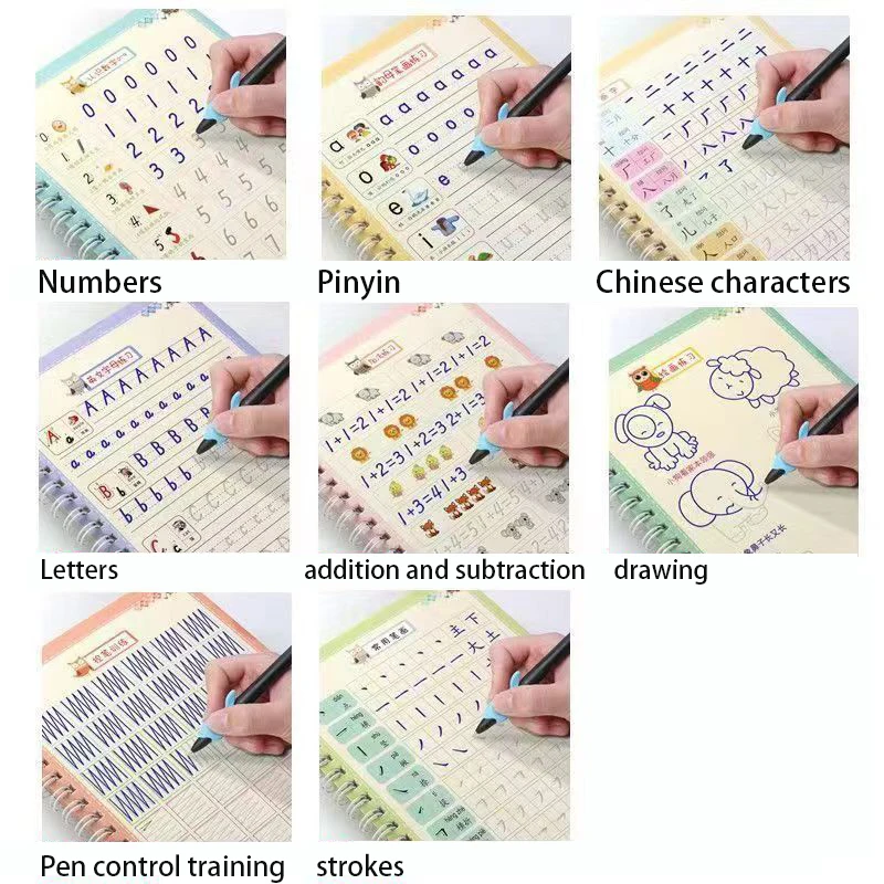 Children's digital tracing book kindergarten calligraphy practice preschool beginners groove pen control training writing book