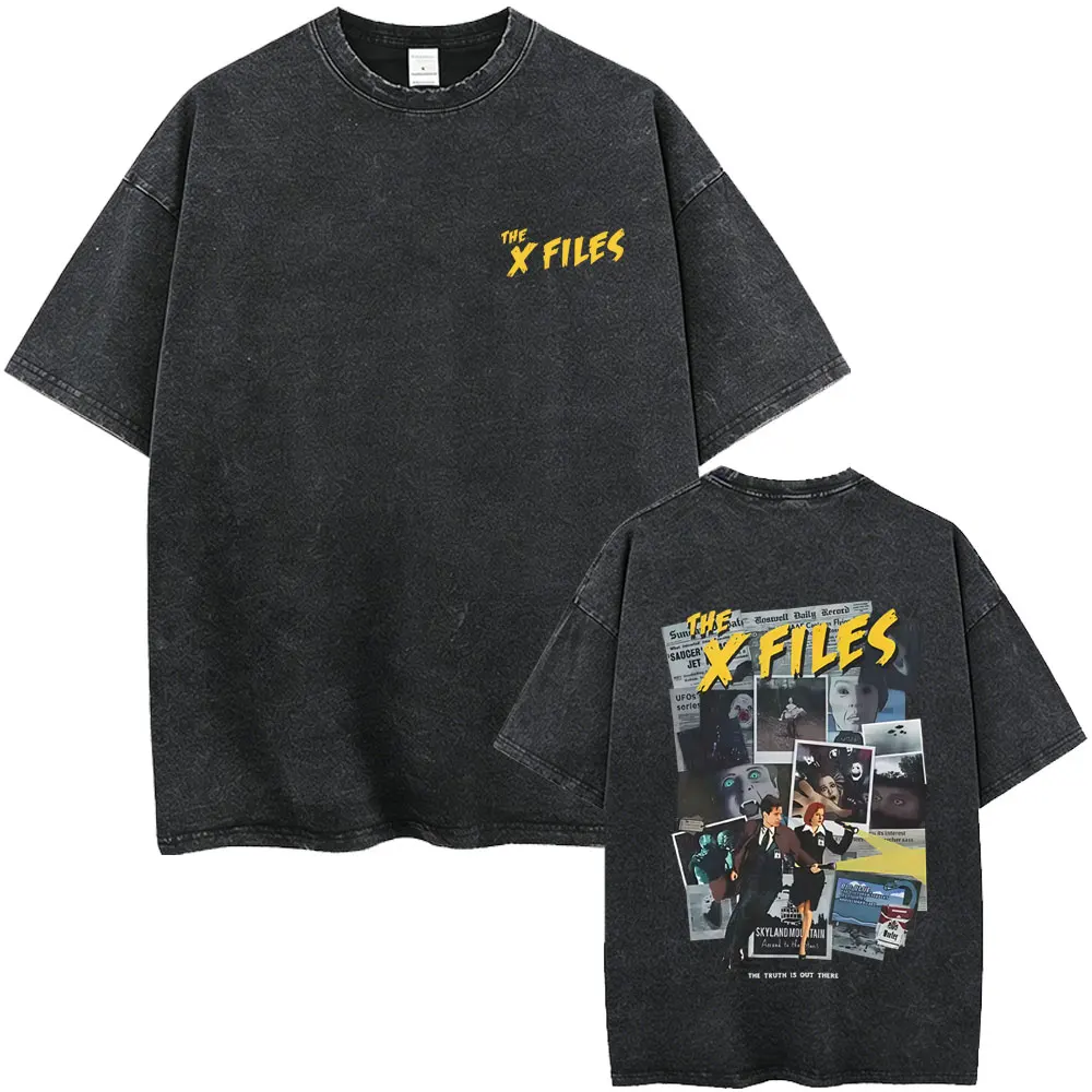 Washed Vintage Movie The X Files The Truth Is Out There Graphic T-shirt Men's Women Casual Retro Cotton Short Sleeve T Shirts