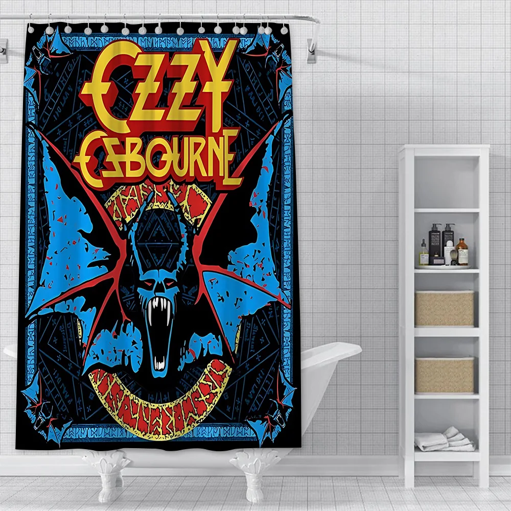 Shower Curtain Waterproof Polyester Fabric Paint Colorful Bath Curtains Ozzy Osbournes Retro Home Bathroom Decor With Hook
