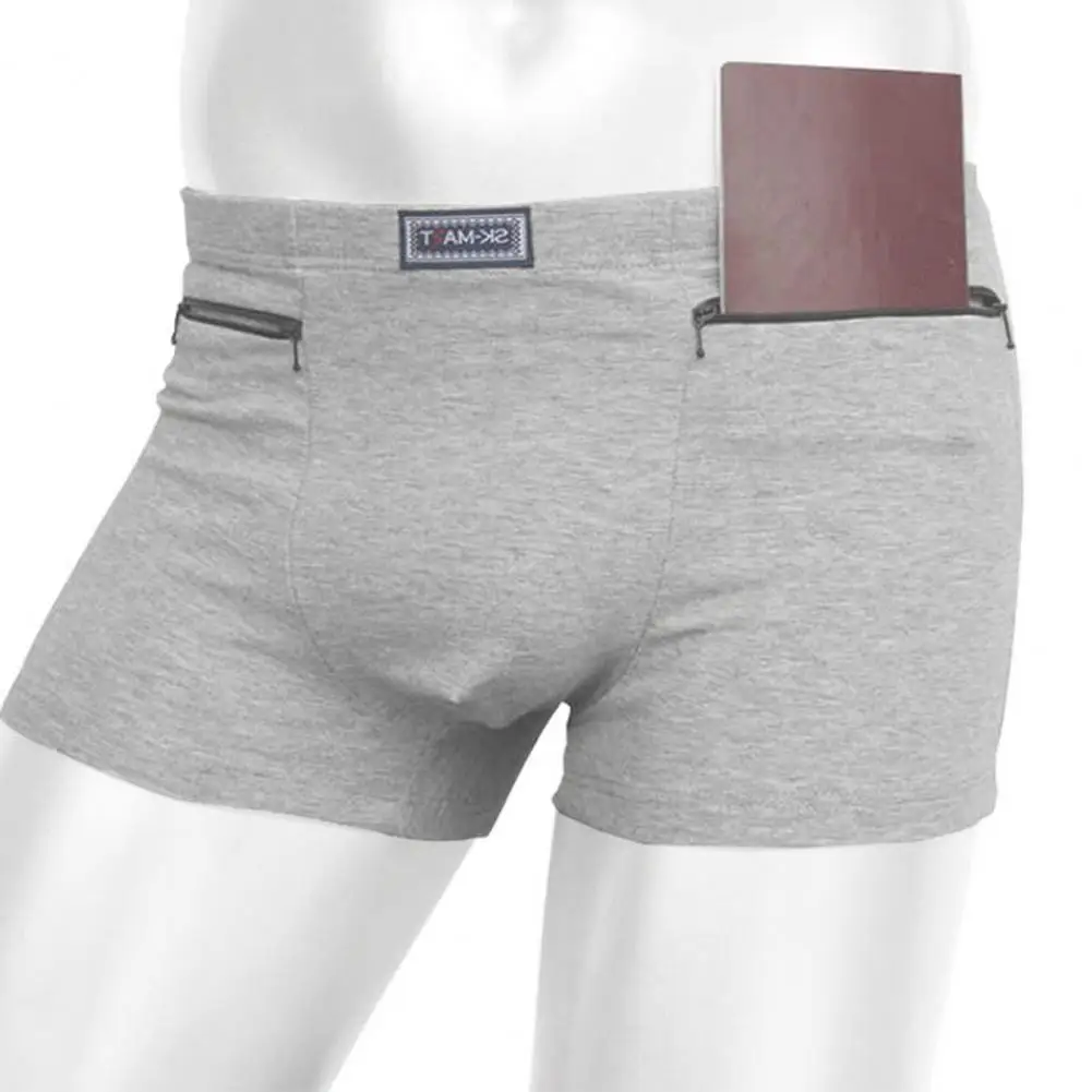 Short confortable et Sexy pour homme, sous-vêtement tendance avec poches à fermeture éclair, culotte confortable et convexe