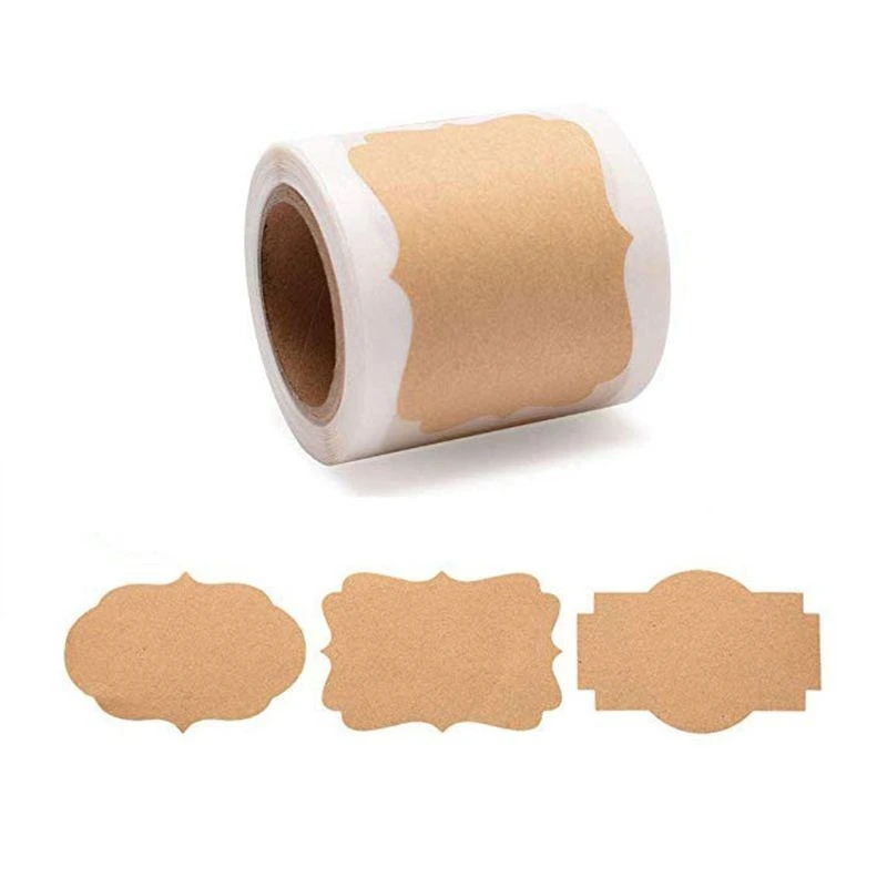 300pcs Jar Glass Bottle Adhesive Labels Blank Natural Kraft Sealing Sticke