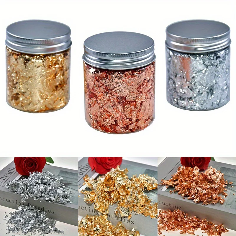 Láminas de Hojas Doradas 3g, Lentejuelas, Confeti, Relleno para Manualidades con Resina Epoxi, Materiales para Arte de Uñas, Papel Metálico para Joyería