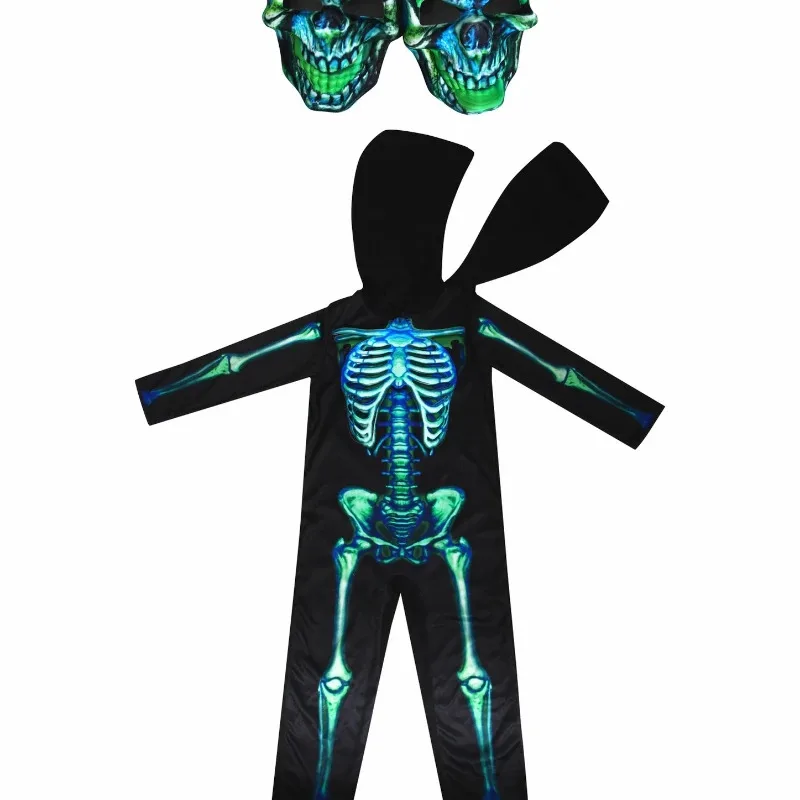 2025년 할로윈 무서운 두개 머리 해골 코스프레 의상 어린이 파티복 유령 해골 의상 어린이 선물용