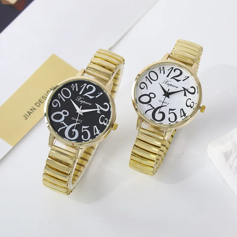 Large Watch Plate Large Digital Elastic Band Elderly Watch Women's Casual Quartz Watch Women's Watch Cross-Border New Arrival Wr