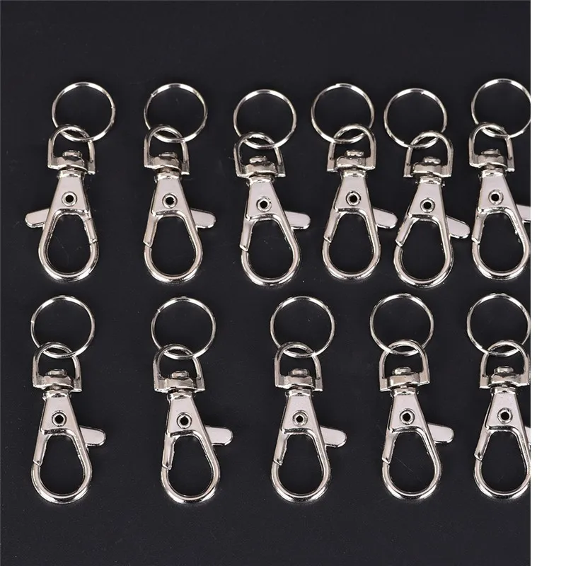 

10pcs Classic Metal Swivel Lobster Clasp Clips Split Ring DIY Small Pet Collar Accessories