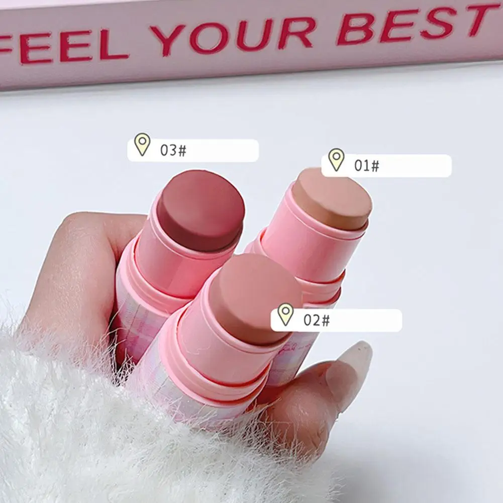 Monocromatico carino fard Stick Cream Smooth Cheek Tint Blush Women Rose Face Rubor Matte coreano Nude Natural Pink Makeup Rou E8m7