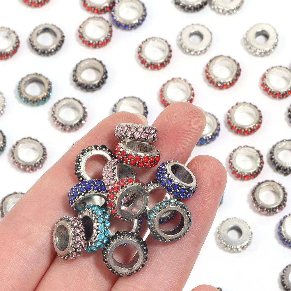 5-10Pcs/Lot Dia 11.5mm Metal Crystal Beads Rhinestone Rondelle Spacer Beads For Jewelry Making Bracelet Necklace DIY Accessories image 3