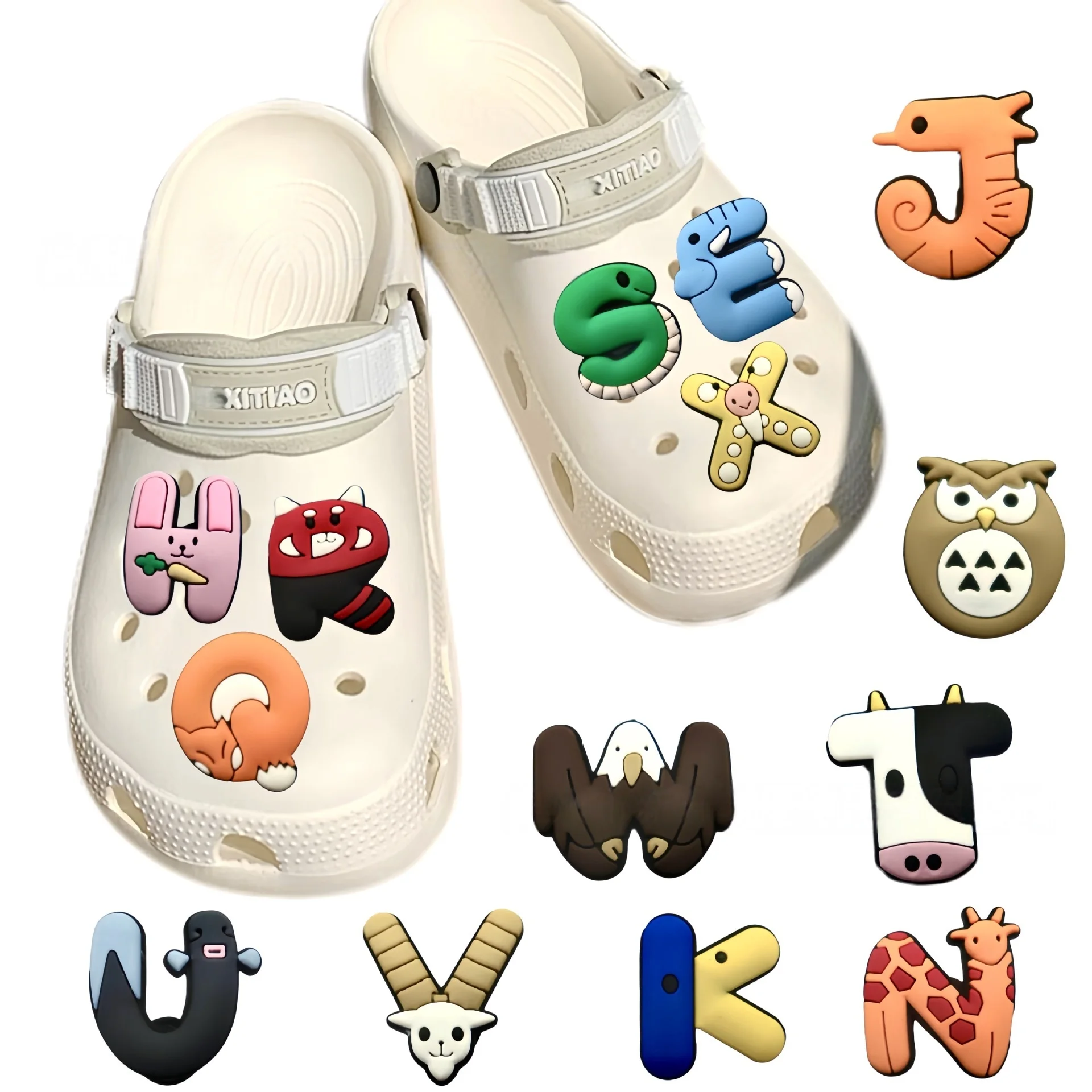 Shoe Charms New cute animal English letter shoe flower hole shoe flower shoe buckle DIY shoe accessory detachable PVC set Gifts