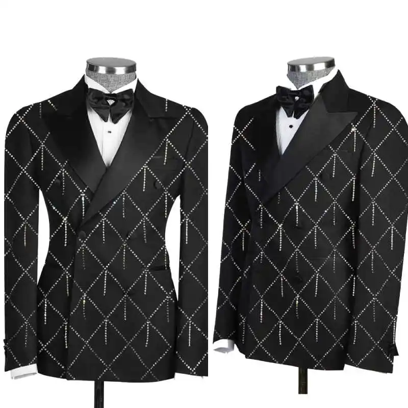 

Exquisite Men's Suit 2 Pieces Blazer Pant Double-Breasted Peaked Lapel Formal Business Occasion Party Banquet Suit Customized