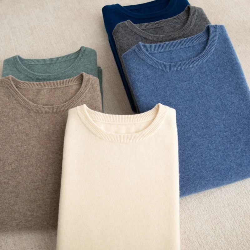 

2025 весна/лето, мужской шерстяной вязаный свитер с круглым вырезом, свободный базовый свитер с короткими рукавами, однотонная футболка с короткими рукавами, свитер