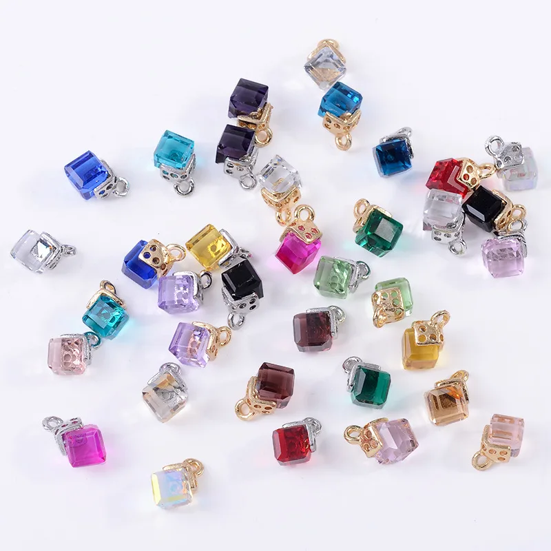 

Стильный и простой трехмерный квадратный кристаллический кулон 6 мм, одежда ручной работы, аксессуары для волос, аксессуары из сплавов, фурнитура.