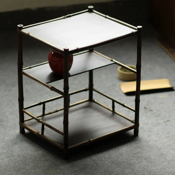 Purple bamboo, bamboo tabletop, tea rack, tea ceremony, bogu rack, purely handmade