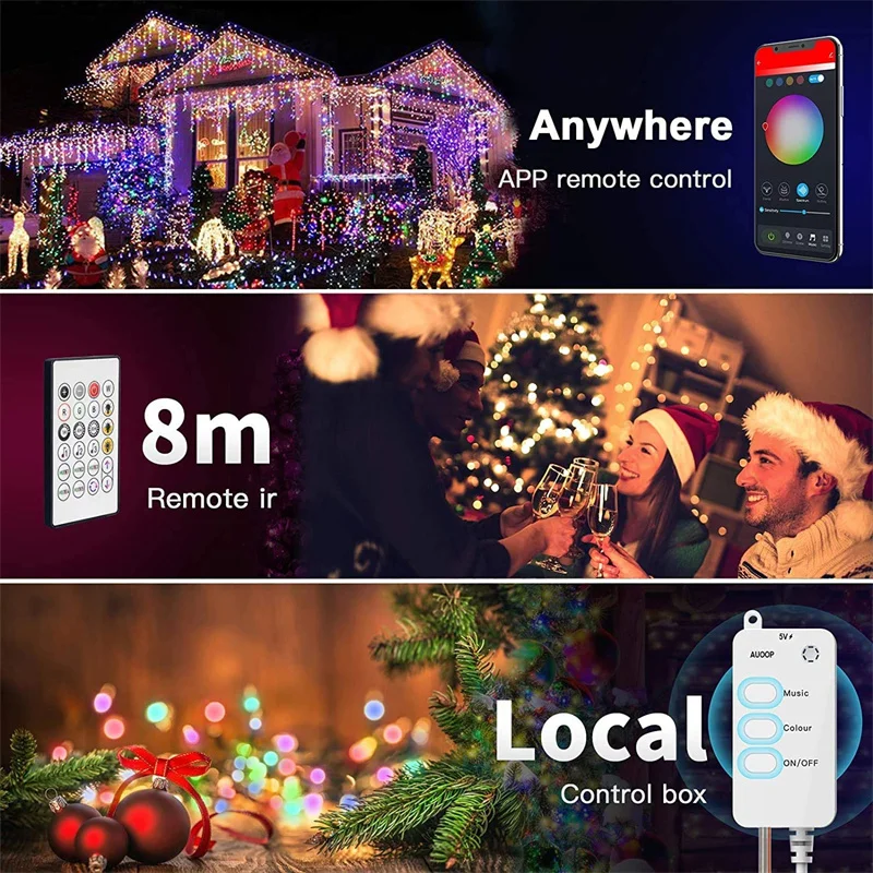Smart Fairy String Lights Color Changing USB Powered APP Control String Lights Sync to Music Work with Alexa Google Assistant