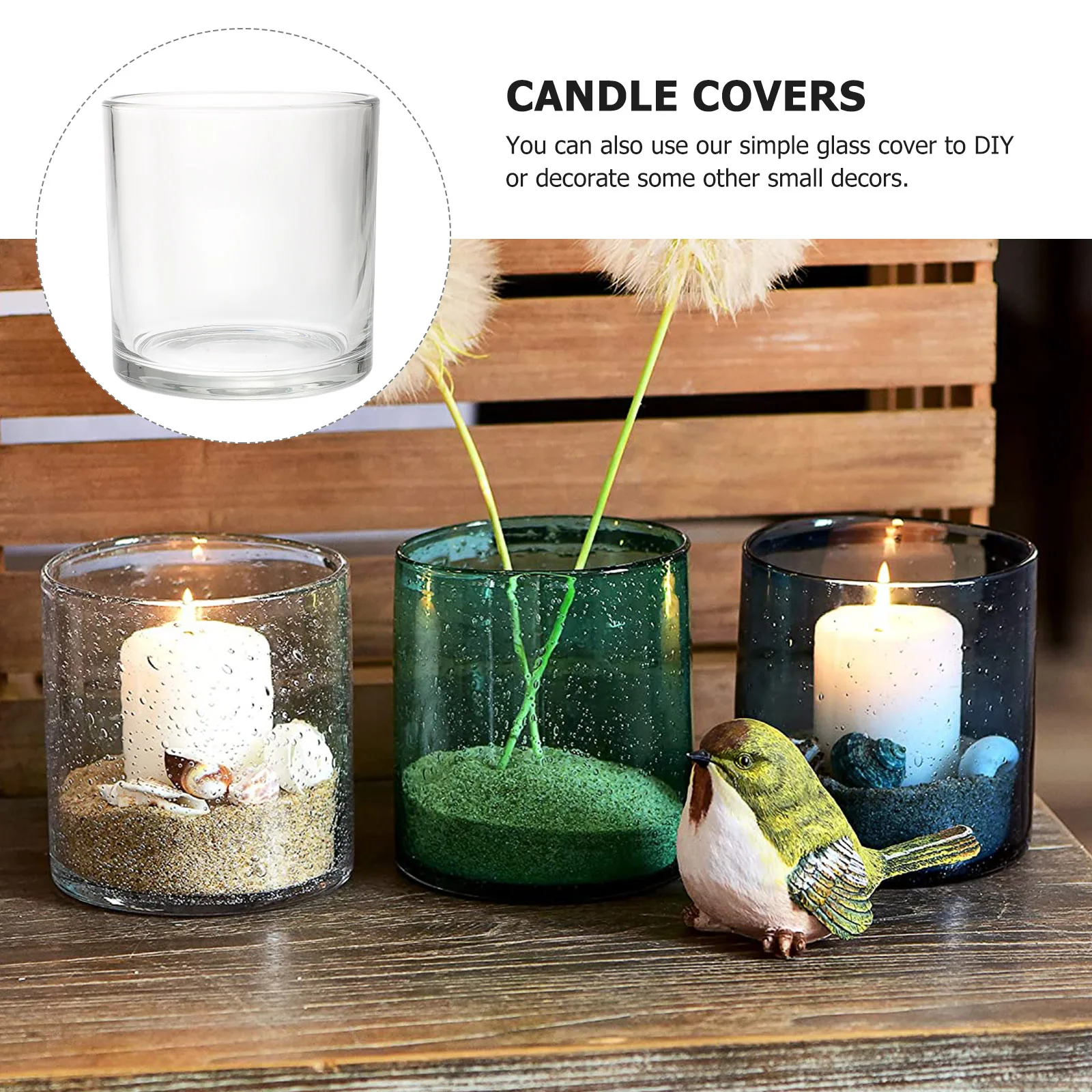 

1Pcs Cylinder Glass Cover Wind Resistant Clear Protector for Home Decor Flame LED Light Diffuser Glass Shades Cups