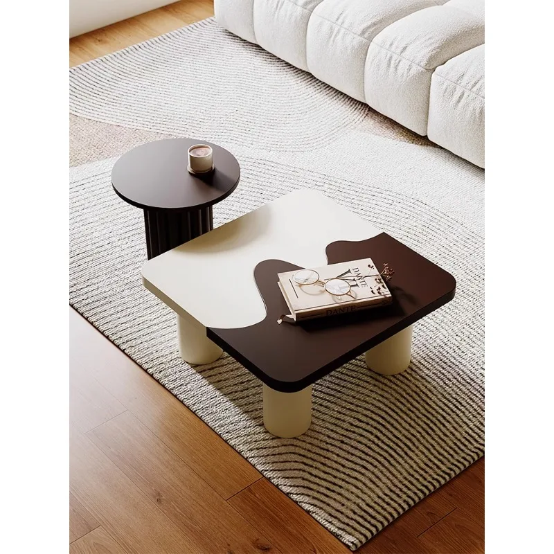 

French cream style coffee table living room household small apartment light luxury high sense minimalist creative square