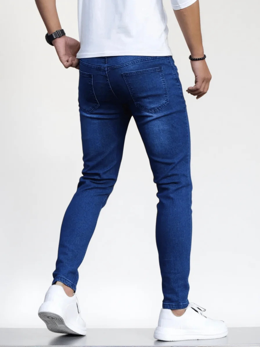 

Men's Slim-Fit Stretch Jeans - Daily Wear Style, Blue All-Season Style, Suitable for All Seasons
