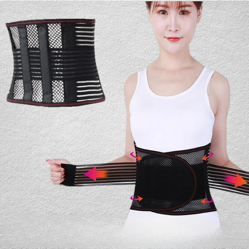 

Регулируемый поясной тренировочный пояс для мужчин и женщин, бандаж для нижней части спины, поддержка позвоночника, ортопедический дышащий поясничный корсет