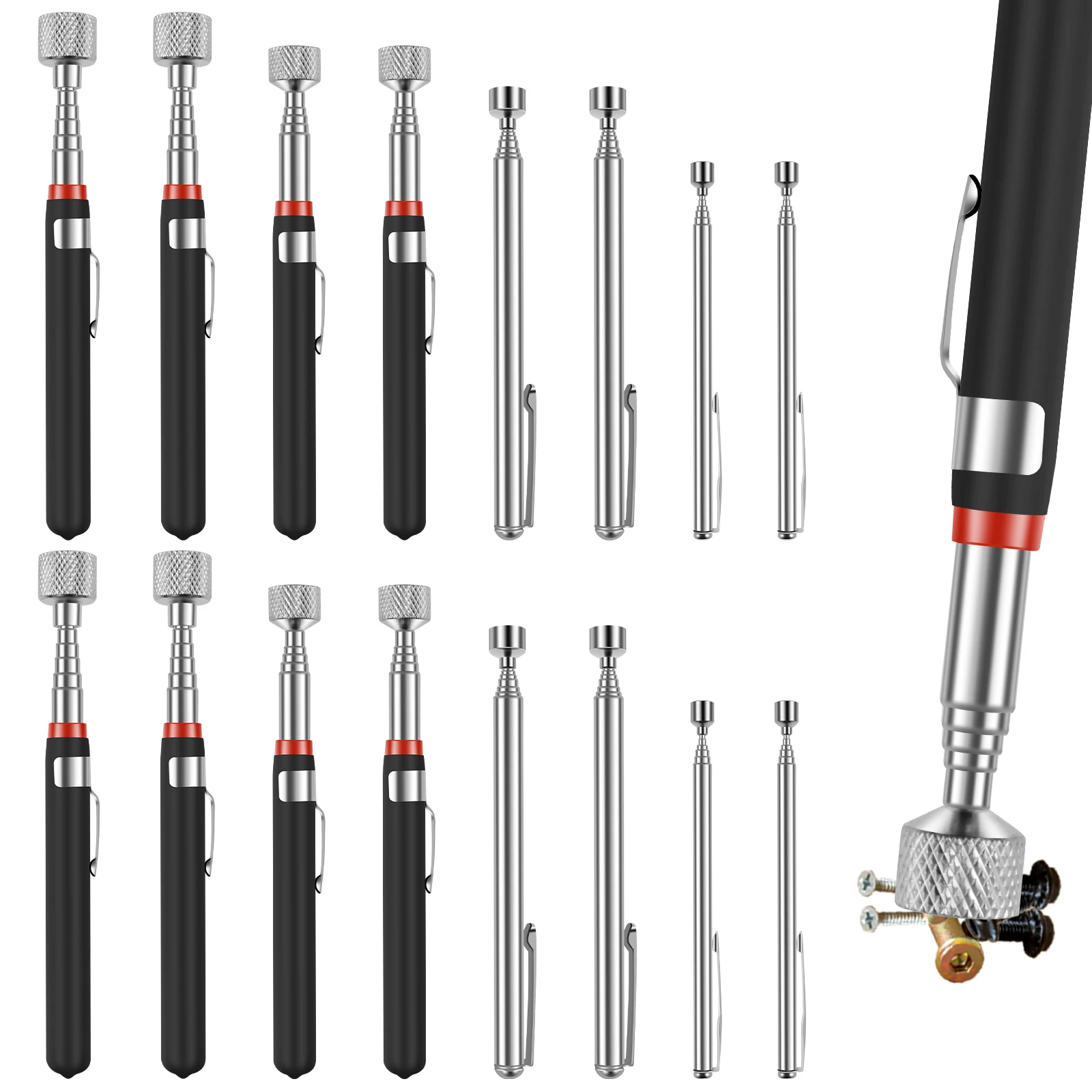 

Набор из 16 магнитных инструментов для захвата: телескопические магнитные захваты 1.5LB, 3LB, 10LB, 15LB – многофункциональный телескопический магнитный стержень