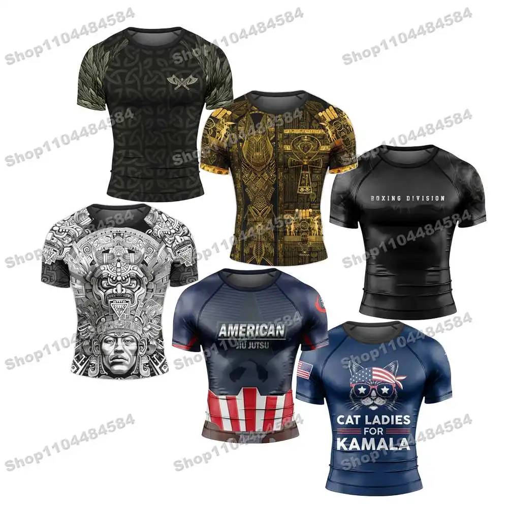 

3th Summer Newly Rash Guards Джерси для серфинга Пляжные брюки Купальники Дайвинг Тренажерный зал с короткими рукавами ММА BJJ Мужчины Джиу-джитсу Фитнес-наборы