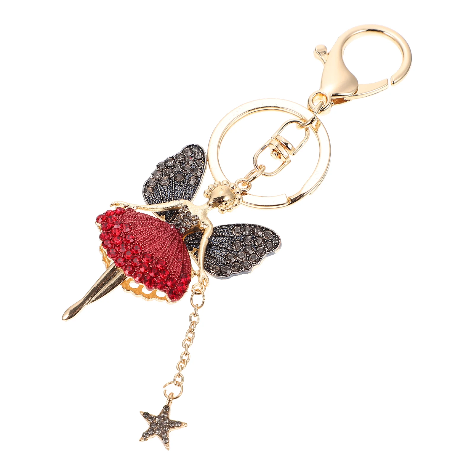 

Ballet Girl Keychain Rhinestone Pendant Stylish Decor Ring Bag Hanging Accessory Gift Angel Ballet Keyring Keyring