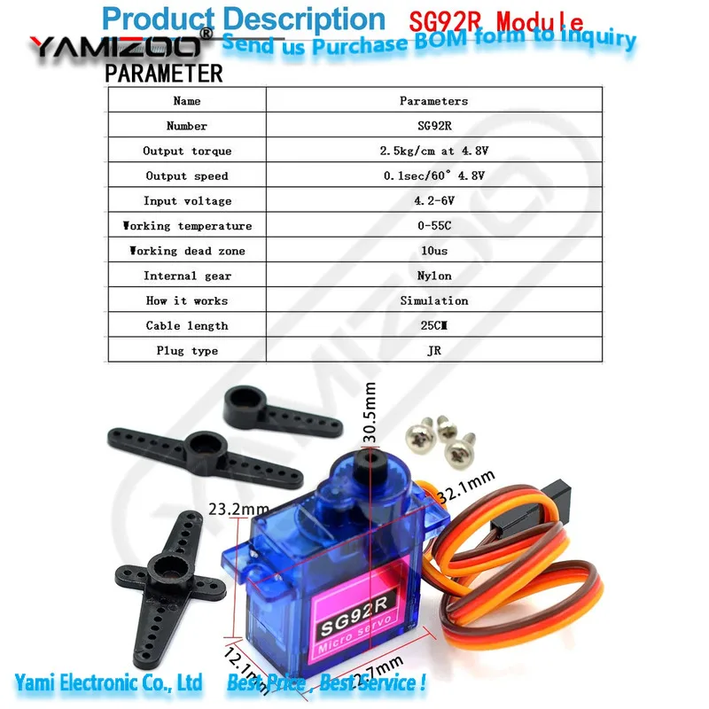 SG90 SG02R MG90S MG995 Servo mit Kunststoffgetriebe für Modellhubschrauber, Boote, Arduino UN DIY Mechanische Arme MG946R MG945R MG996 – Detail 3