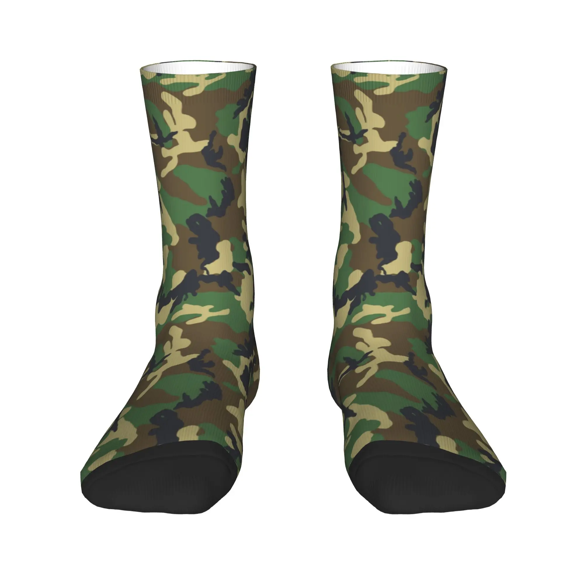

Cool Men's Woodland Camo Dress Socks Unisex Warm Breathbale 3D Printing Army Tactical Camouflage Crew Socks