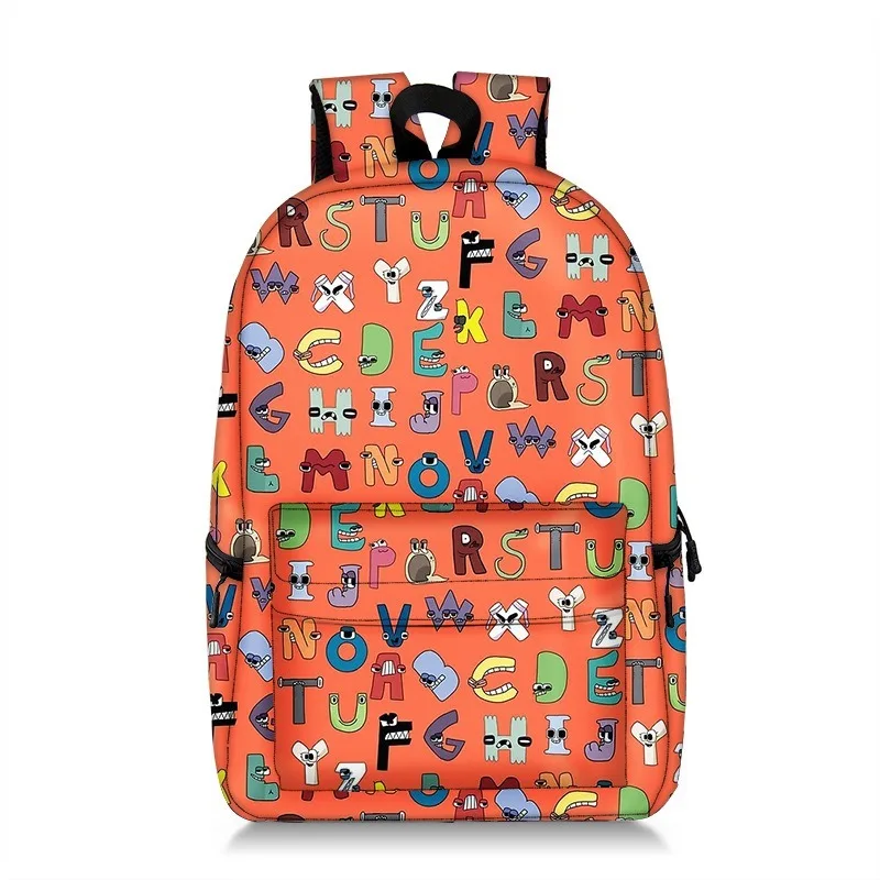 

School Bag Letter Cartoon Printing Middle School Student Backpack Polyester Large Capacity Lightening Shoulder Computer Bag