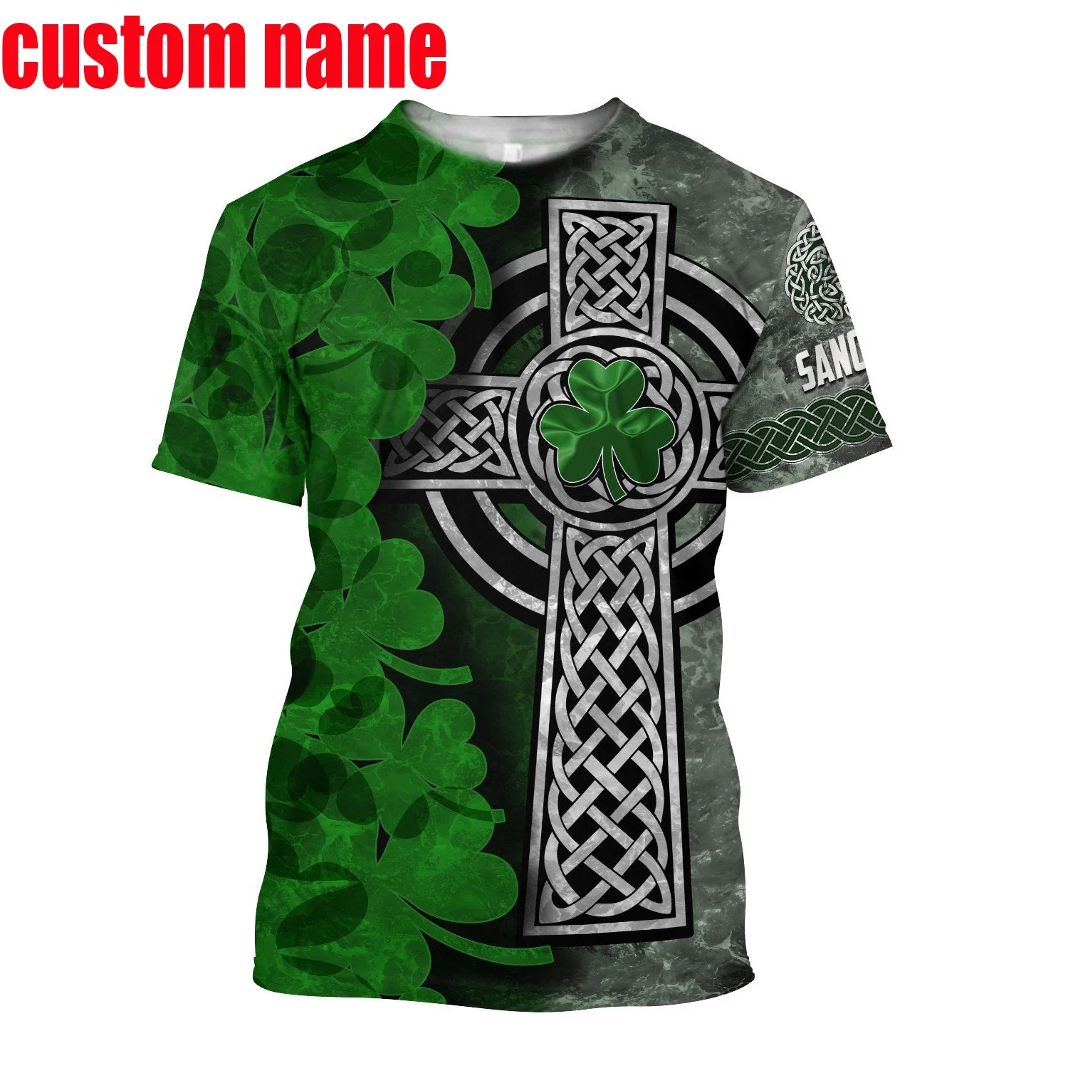 2023 Summer New Printed Irish Celtic Men\'s and Women\'s T-shirt, Custom Name Short Sleeve Unisex Shirt, Harajuku Large Casual Sty