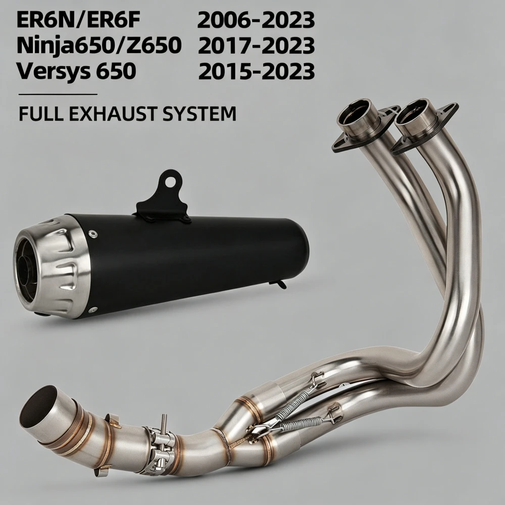 For Kawasaki ER6N ER6F ER-6N/6F Ninja650 Z650 Versys650 2006-2023 ER6F Moto Exhaust Manifold Performance Muffler with DB Killer