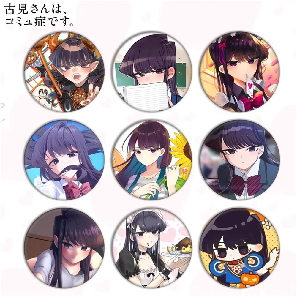 

58mm Anime Komi Can't Communicate Shouko Tadano Hitohito Cosplay COSTUME Badge Pin SPTE Tinplate Brooch Halloween Prop Gilf