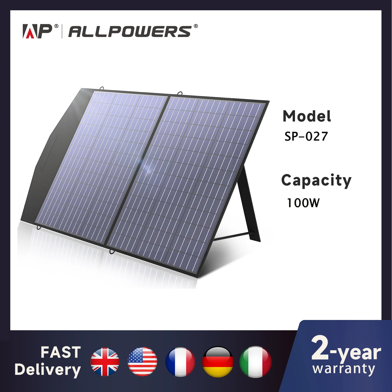 

ALLPOWERS Solar Charger 18V 100W Foldable Solar Panel Suit For Portable Power Station/Generator Outdoor Travel Camping