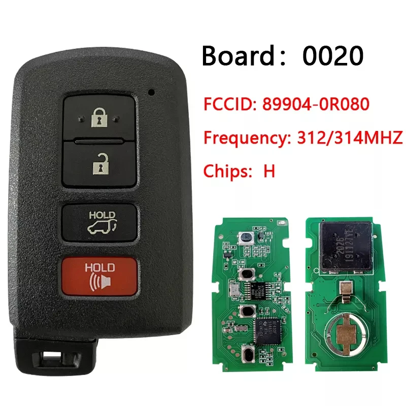 CN007156 Aftermarket HYQ14FBA For Toyota RAV4 2013+ Smart Car Key Fob 0020 G Board 312Mhz Remote Keyless Go