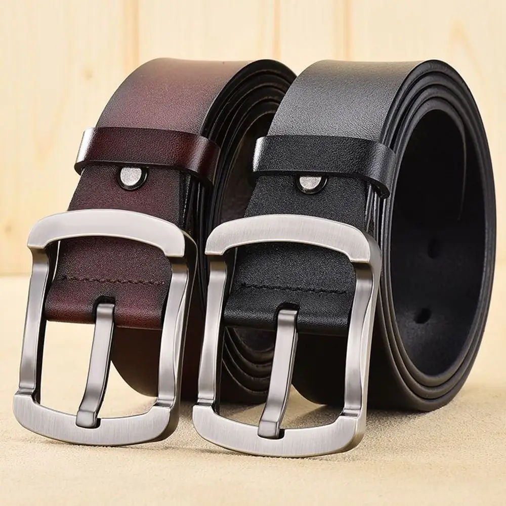 

Vintage Black Coffee Business Leather Belt Luxury Design Casual Buckle Waist Belt Men Trendy Brand Waistband