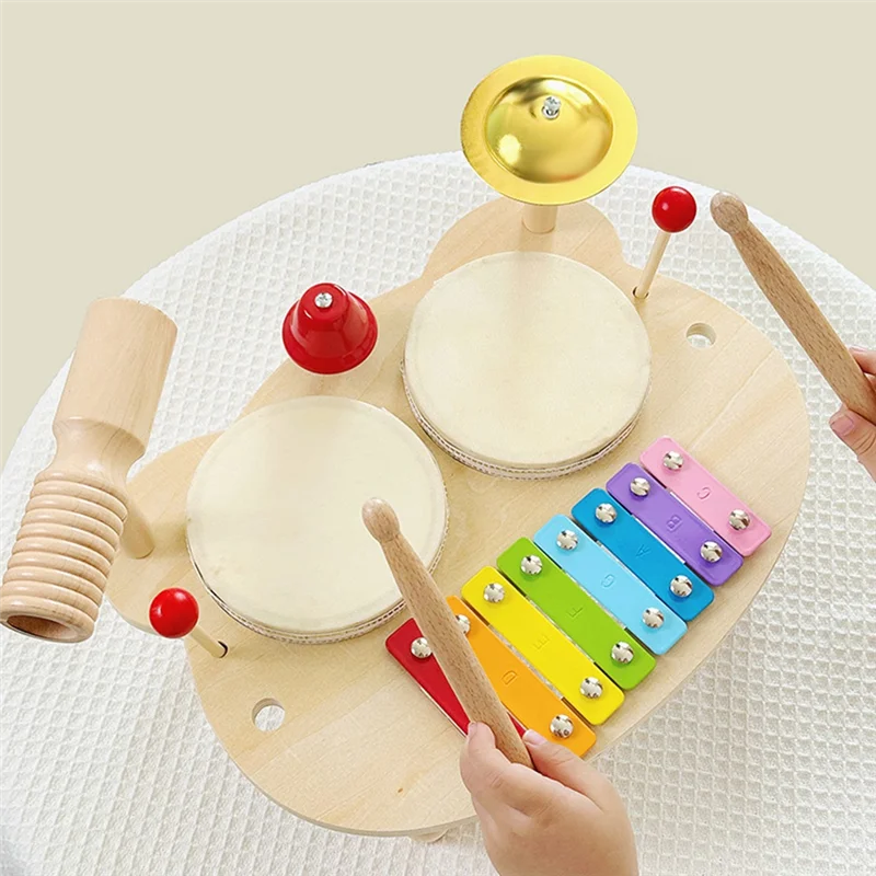 AS96-1Set batterie pour enfants Instruments de musique pour enfants couleur bois sensoriel