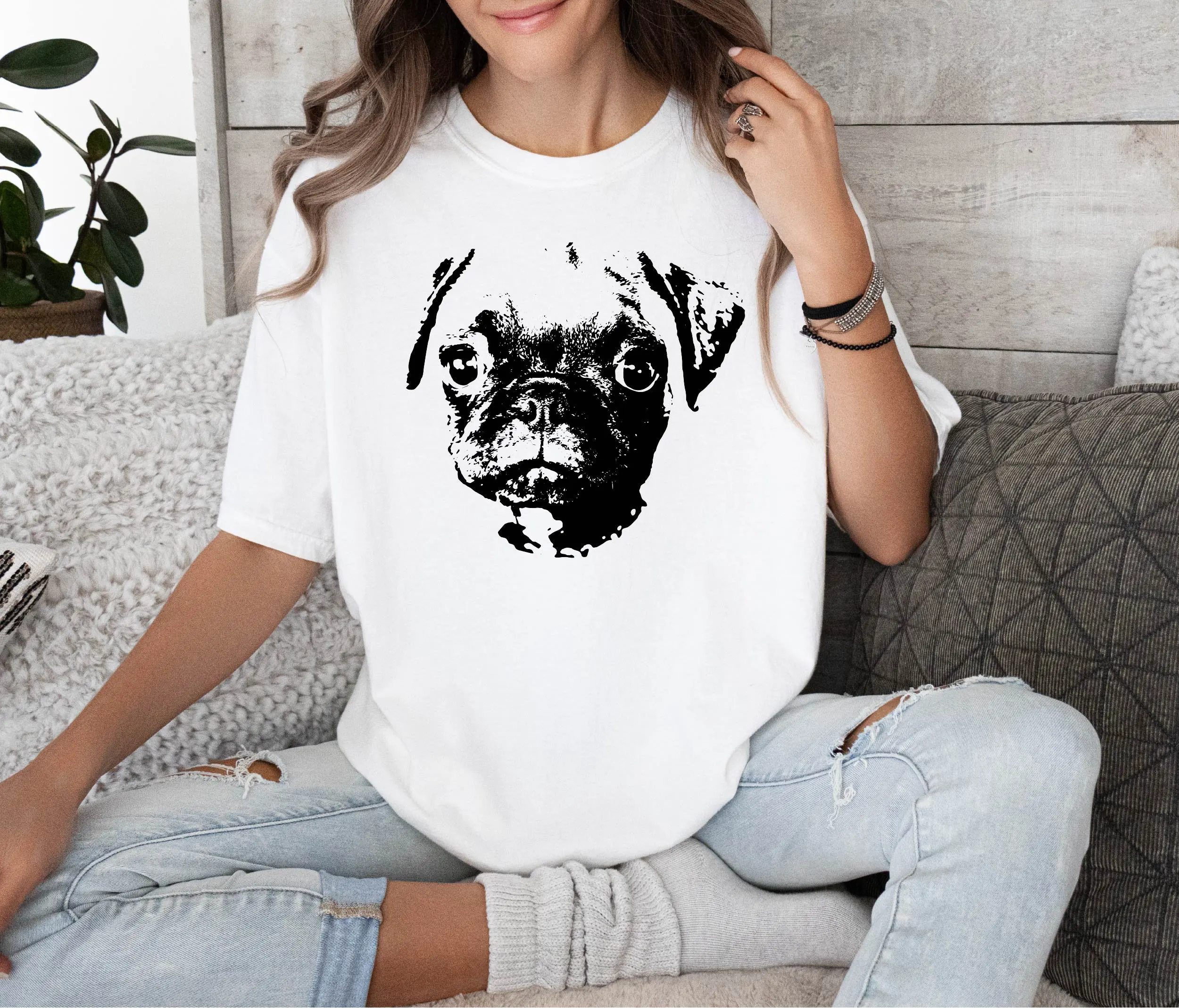 Футболка для влюбленных Мопсов, хулиганская собака, порода для него, Женский влюбленный