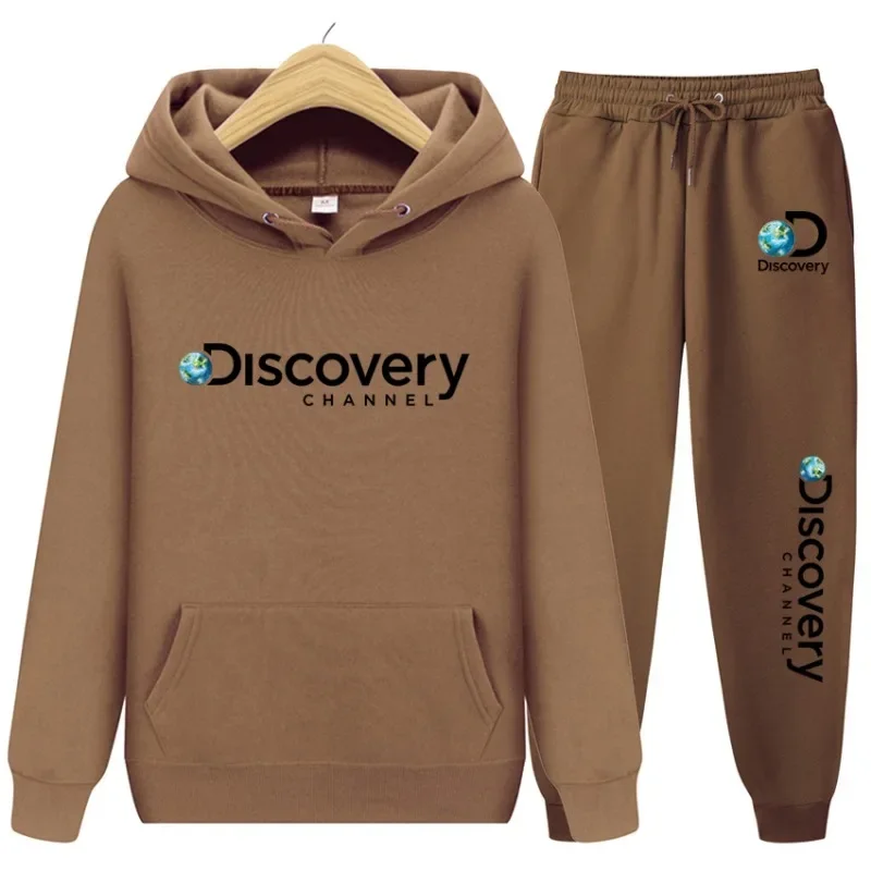 طقم بلوفر رجالي كاجوال بقلنسوة وسراويل رياضية مكونة من قطعتين للياقة البدنية الدافئة والفضفاضة والركض في الخريف والشتاء