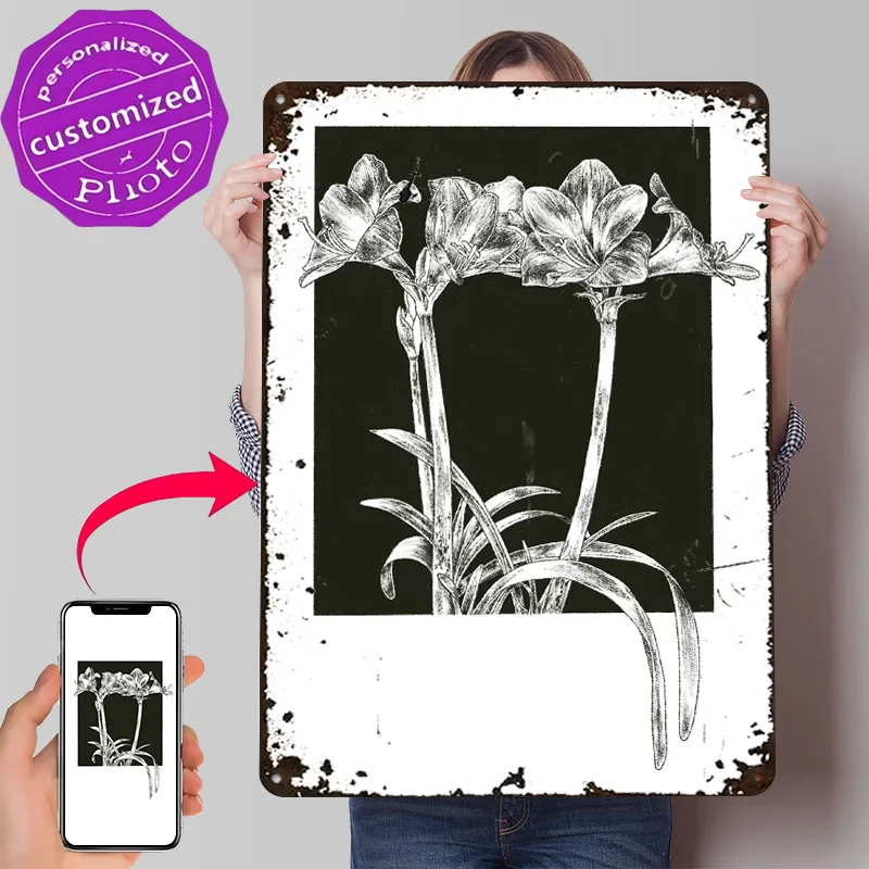 Amaryllis 3D Printed Texture Poster Personalized Wall Art Retro Metal Tin Signs for Luxury Decoration Home Decor Room House Cozy