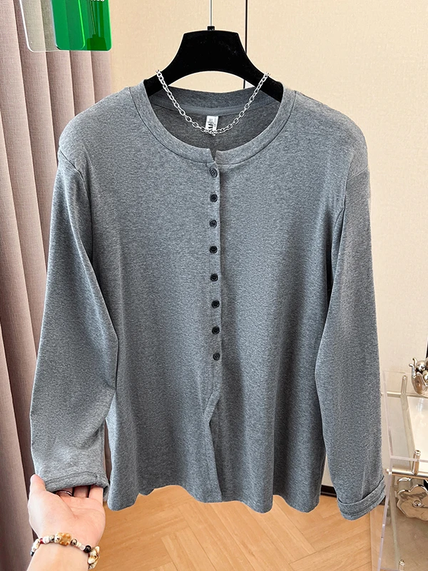 

Свободная длинная футболка Sve Bla, женская осень 2023, новинка Sle, повседневная утягивающая внутренняя одежда, топ с подкладкой, базовый топ