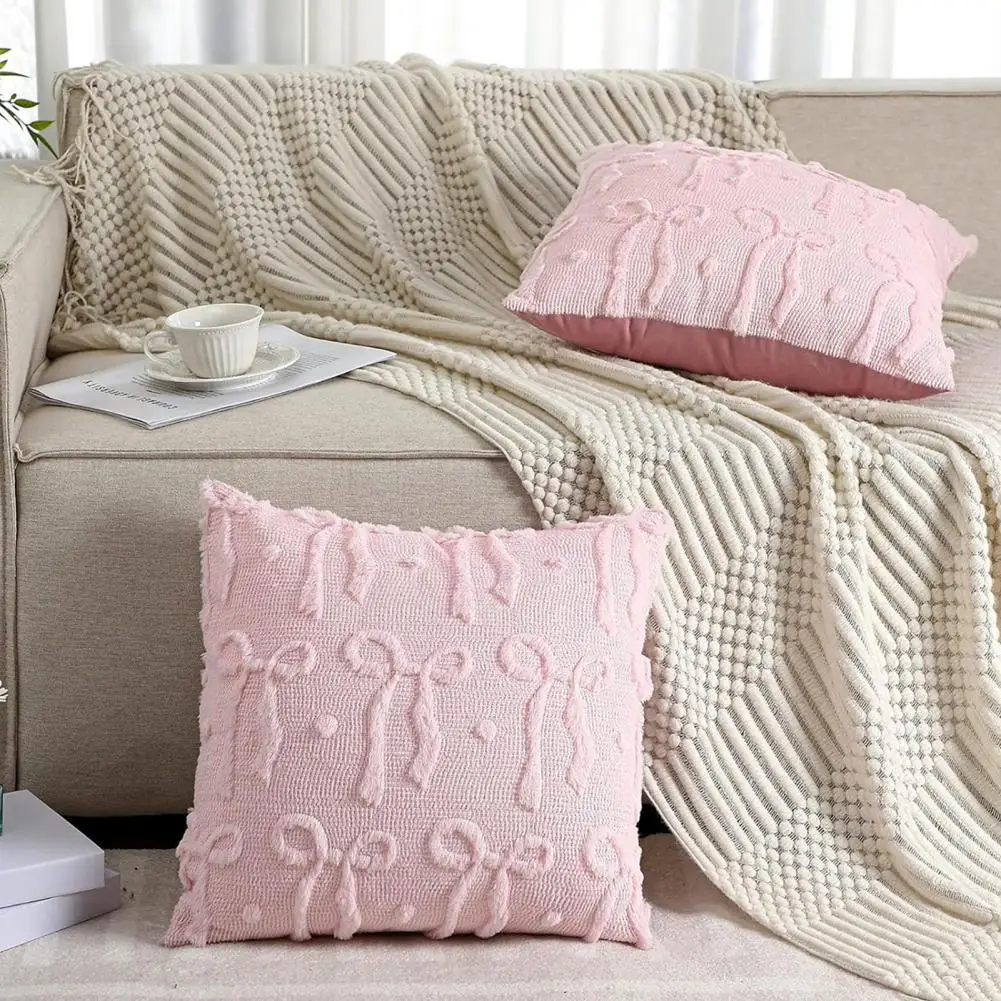 18x18 Inch Decorative Throw Pillow Cover Christmas Plush Pillow Cover Winter Pillow Case for Sofa Couch Xmas Home Decor