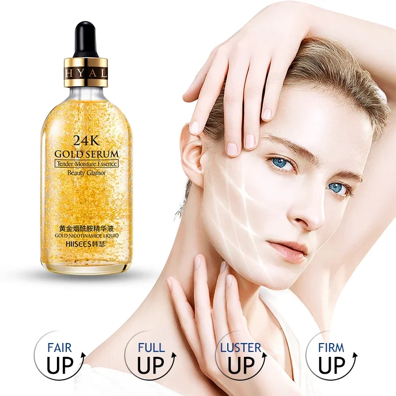 Skincare Product 24K Gold Niacinamide Face Serum Anti Aging Hyaluronic Acid for Face Shrinks Pores Korean Skin Care Products