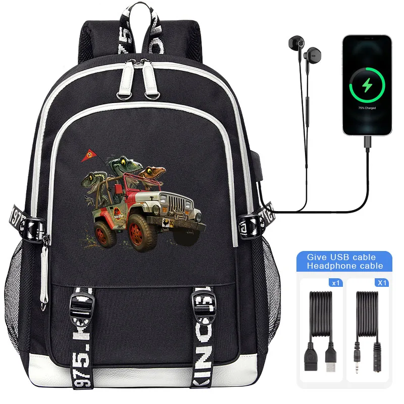 Imagem -04 - Jurássico Mundo Indominus Rex Predador Híbrido Menino Menina Mochila Crianças Usb Bolsa de Livro dos Homens Grande Capacidade Viajar Mochila