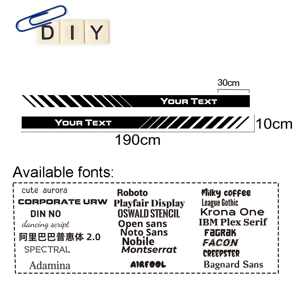 Custom Text Car Side Door Stripe Sticker Personalized Name Vinyl Decal Universal Racing Body Skirt Stripes Auto Accessories view 5