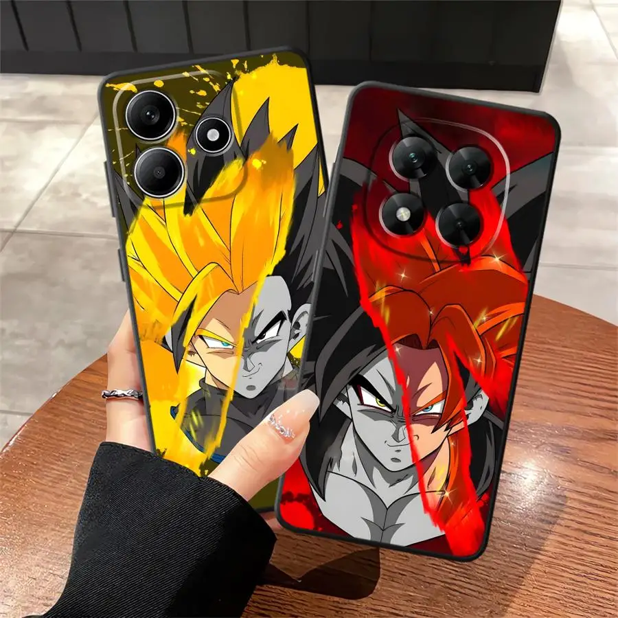 Dragon Ball Goku Vegeta Hülle für Xiaomi Redmi Note 13 14 Pro Plus 12s 9S 11s 10S 7 8 9 10 11 12 Pro Schwarze weiche Handyhülle