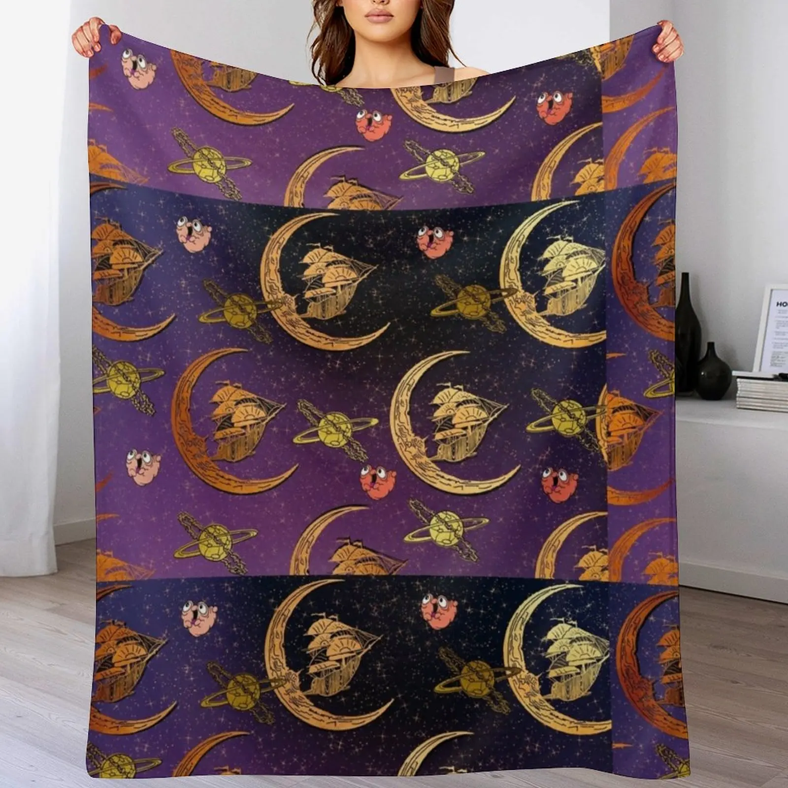 

Treasured Planets Throw Blanket Retros Bed Bed linens Picnic Blankets